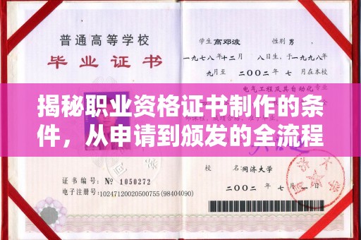 下陆揭秘职业资格证书制作的条件，从申请到颁发的全流程解析